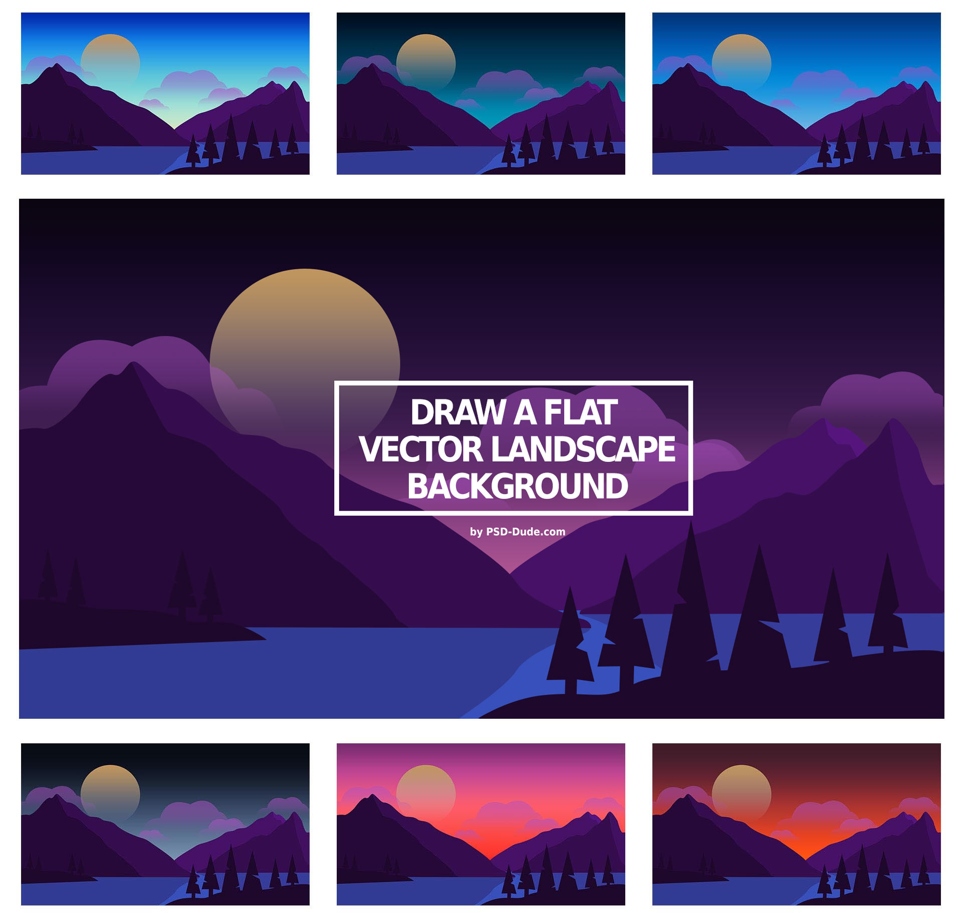 draw mountain vector landscape photoshop tutorial