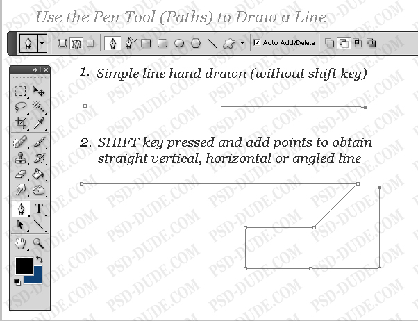 use pen tool to draw a straight line in Photoshop