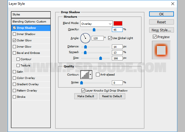 drop shadow in photoshop