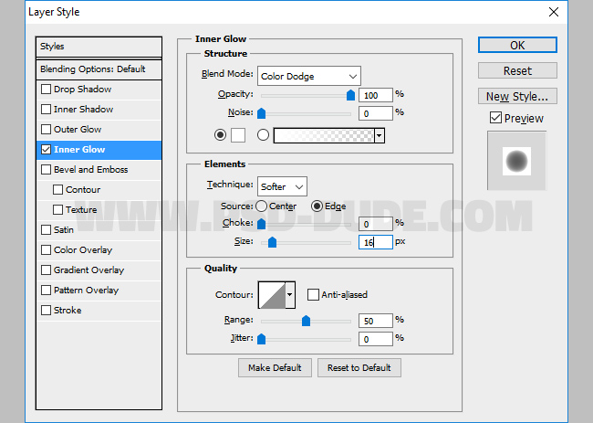 inner glow layer style in photoshop