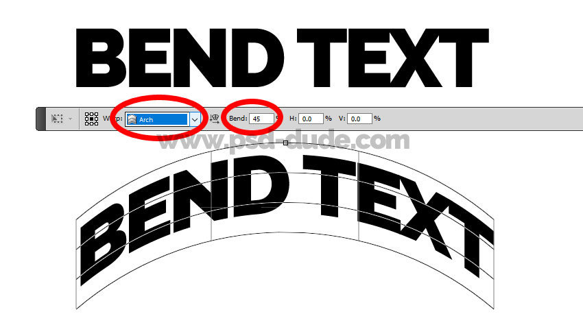 how to curve textin photoshop 5.5