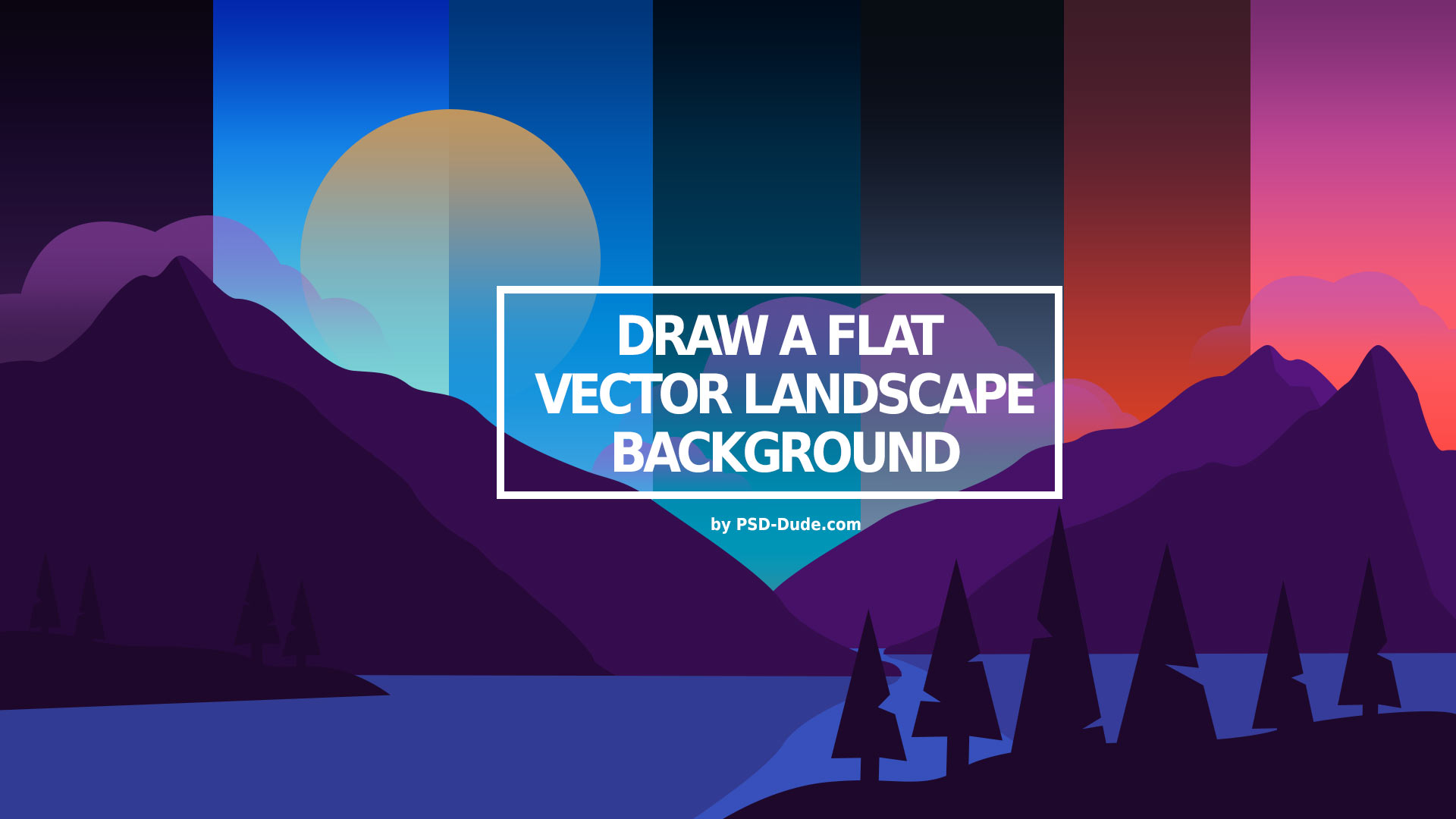 Draw A Flat Vector Landscape Background In Photoshop Photoshop Tutorial