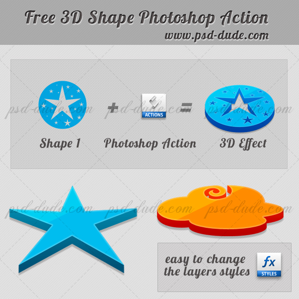 3d shape photoshop action free download
