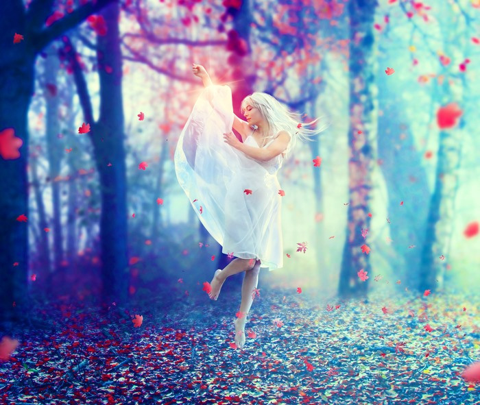 Beautiful Dancer in the Woods Autumn Photoshop Manipulation