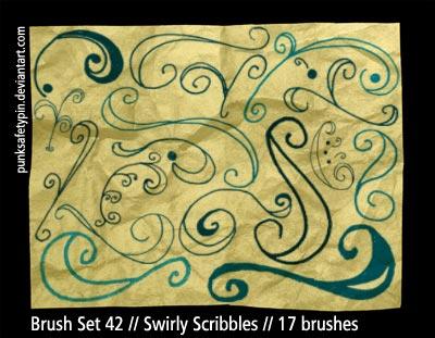 Brush
 Set 42 SwirlyScribbles by punksafetypin photoshop resource collected by psd-dude.com from deviantart