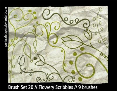 BrushSet20
 Flowery Scribbles by punksafetypin photoshop resource collected by psd-dude.com from deviantart