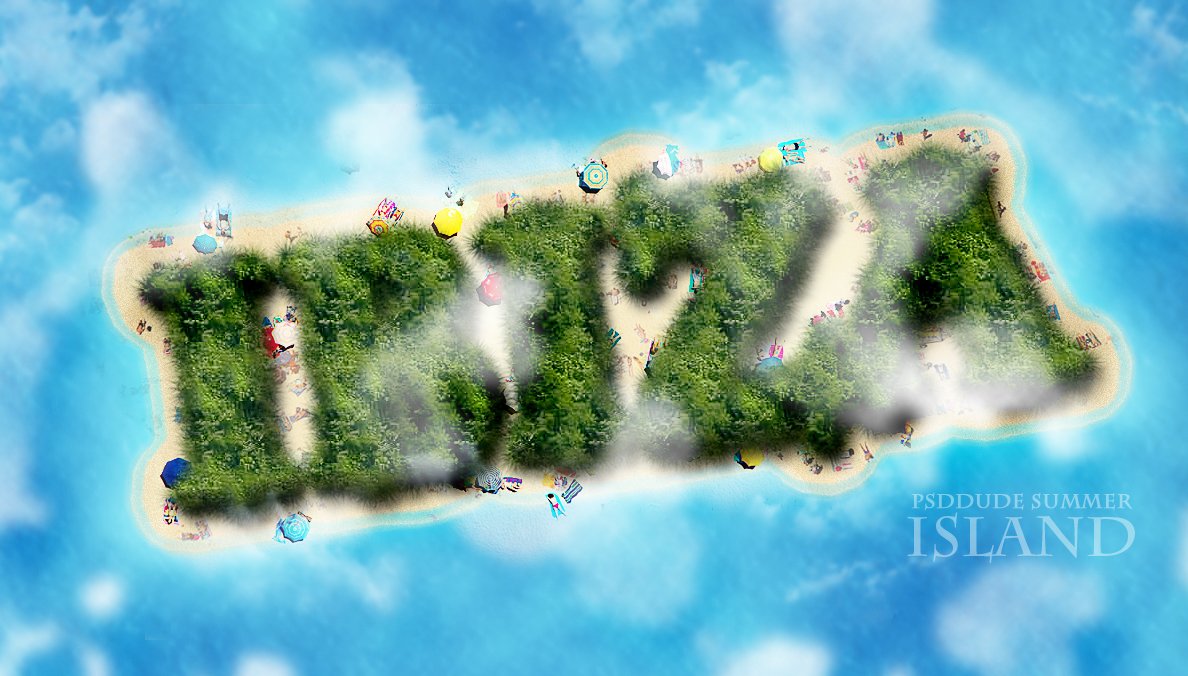 Paradise Island with Sandy Beach Photoshop Creator | PSDDude