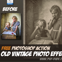 Old <span class='searchHighlight'>Vintage</span> Photo Effect Photoshop Free Action psd-dude.com Resources