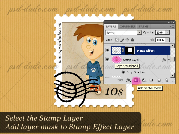 Add Layer Mask to the Postage Stamp Effect
