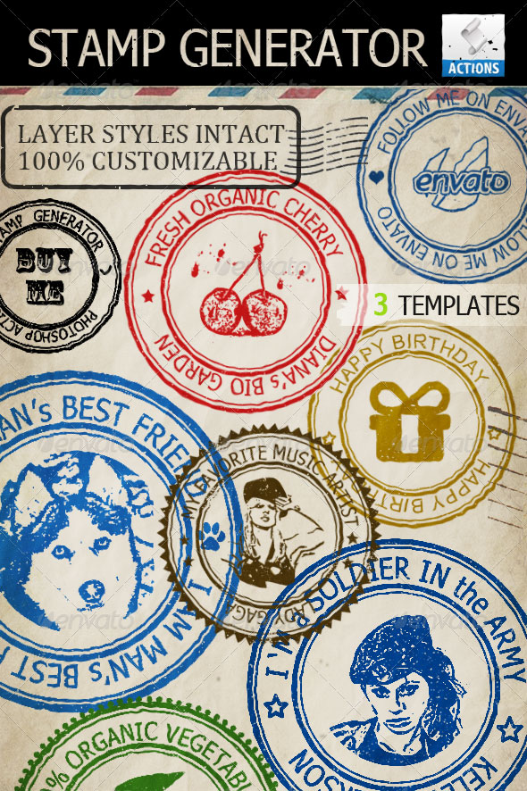 Stamp Generator with Free Photoshop Action