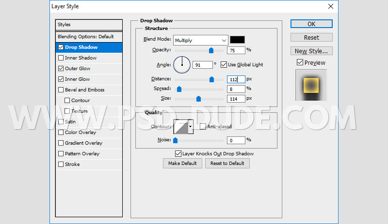 drop shadow layer style