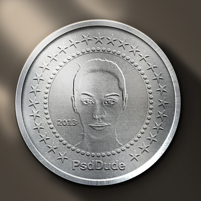 Create a Metal Coin in Tutorial PSDDude