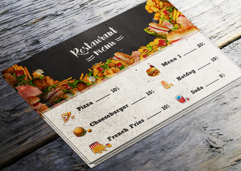 Menu card. Меню. Дизайн флаера меню. Флаеры для ресторана горизонтальный. Листовка на поднос.