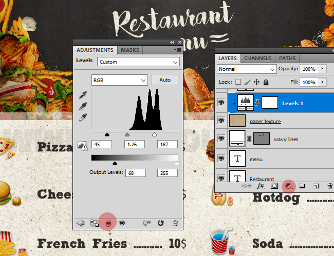 How To Create A Restaurant Food Menu Tutorial Lighten The Paper Texture