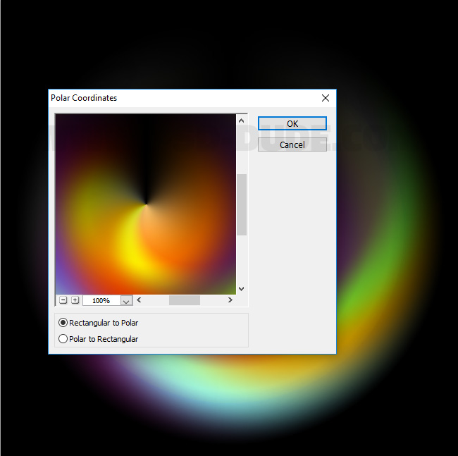 photoshop polar coordinates distort filter