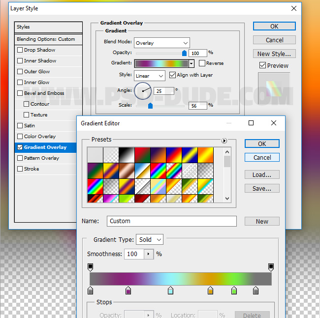 gradient overlay in photoshop