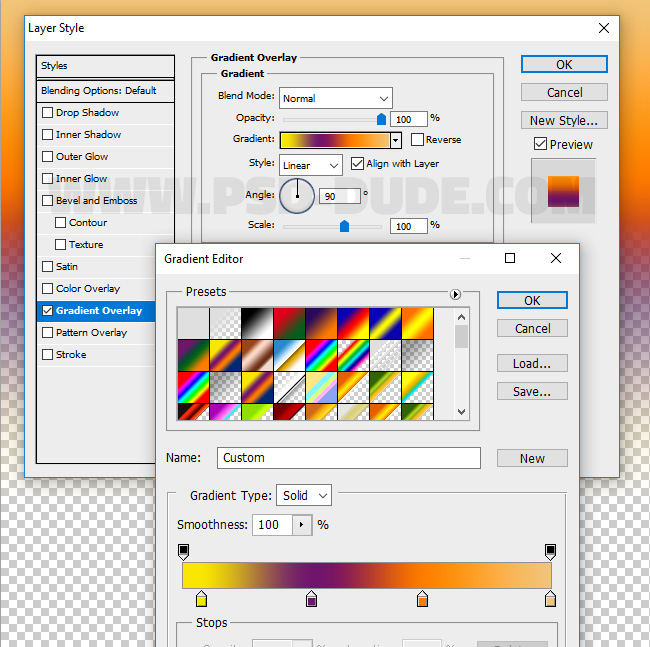 gradient overlay in photoshop