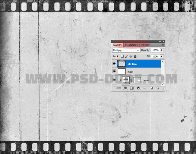 Film strip on a blurred background Photo frame effect