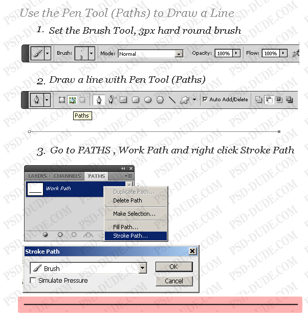 Draw A Straight Line Using Work Paths And The Pen Tool In Photoshop