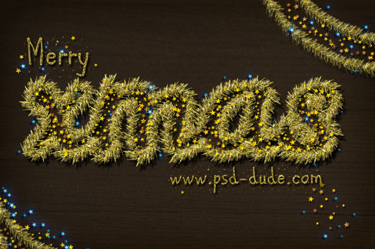 Golden Tinsel Christmas Text Effect in Photoshop