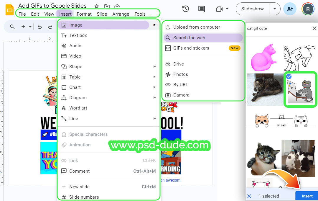 Insert GIF into Google Slides