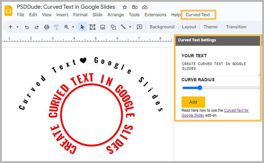 How to Curve Text in Google Slides