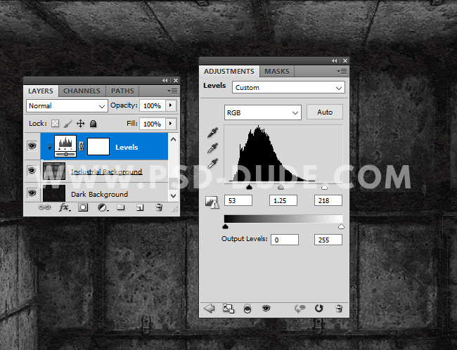 Photoshop adjust levels industrial background