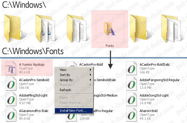 Папка для шрифтов в фотошопе. Как создать свою папку для шрифтов в фотошопе.