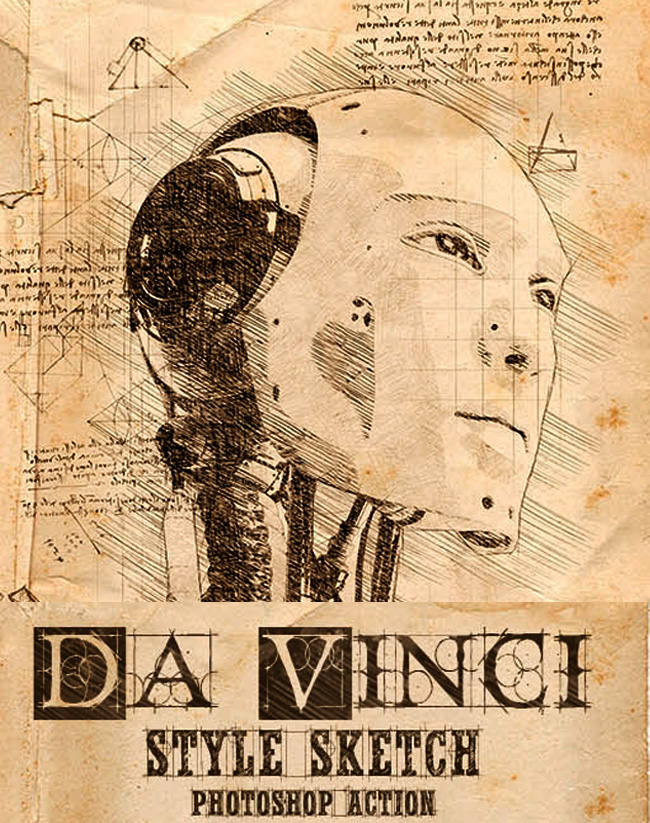 da vinci sketch photoshop action