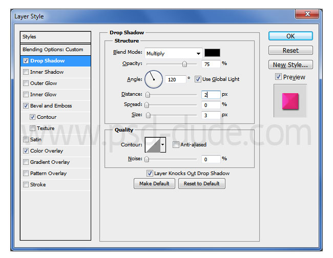 layer style drop shadow