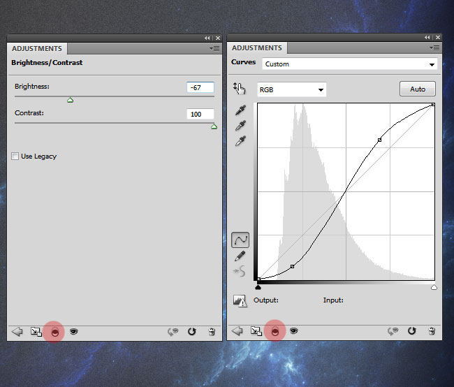 adjust night sky brightness and contrast