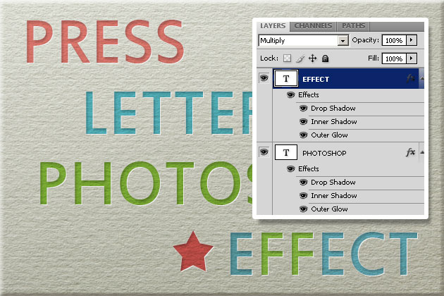 Letterpress Effect Photoshop Tutorial