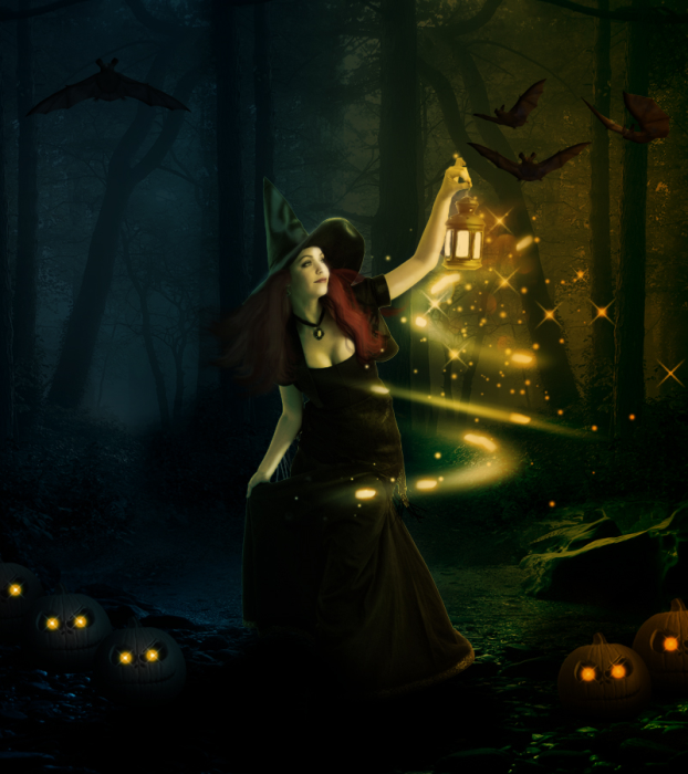 Halloween Night Witch Photoshop Manipulation Tutorial