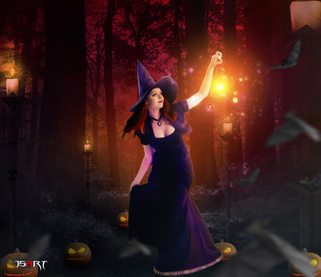 Halloween Night Witch Photoshop Manipulation Tutorial