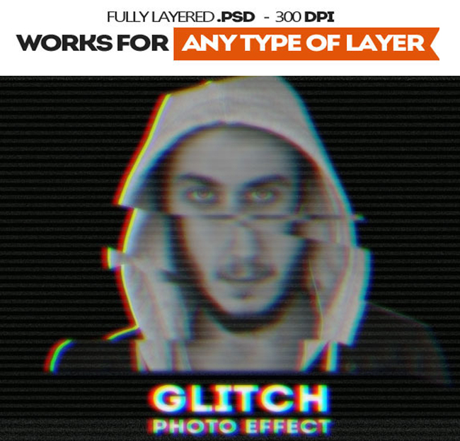 Glitch VHS Corrupted Image Photoshop Actions