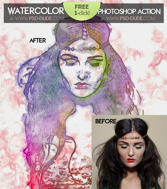 watercolor sketch photoshop action free download