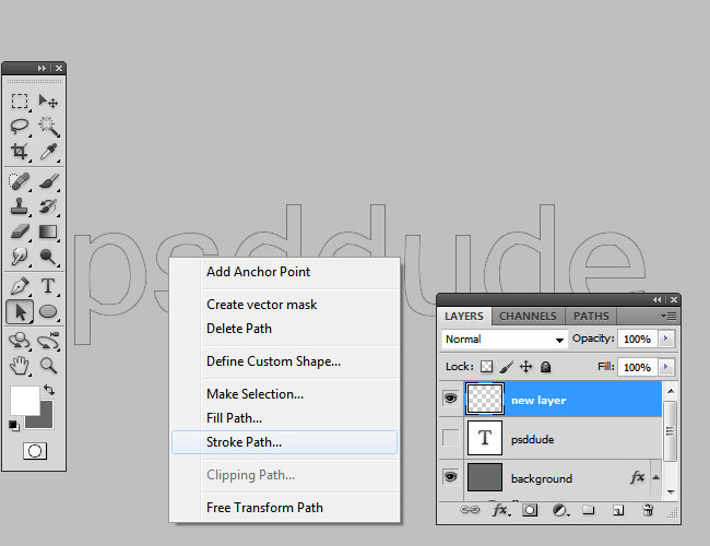 Path Selection Tool Choose Stroke Path