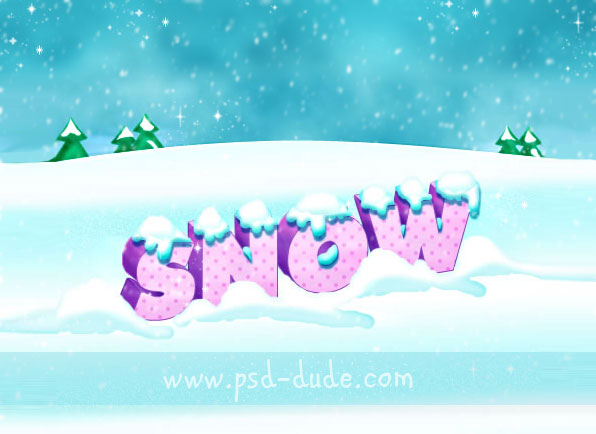 3D Cartoon Snow Text Effect in Photoshop