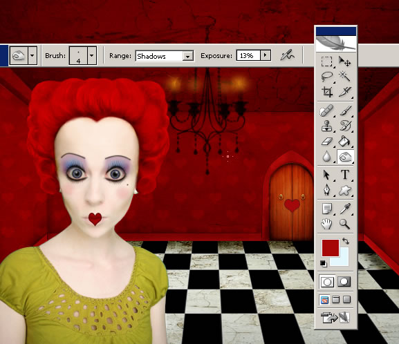 Photoshop Tutorial Red Queen Caricature Photo (Alice in Wonderland)